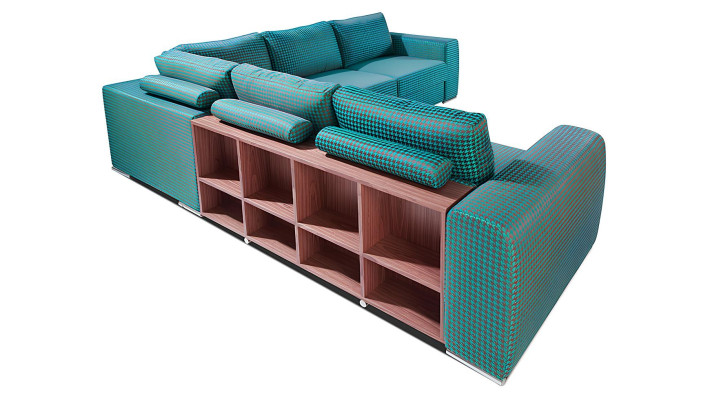 Hörnsoffa med hylla för vardagsrum