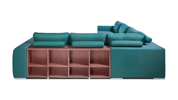 Hörnsoffa med hylla för vardagsrum