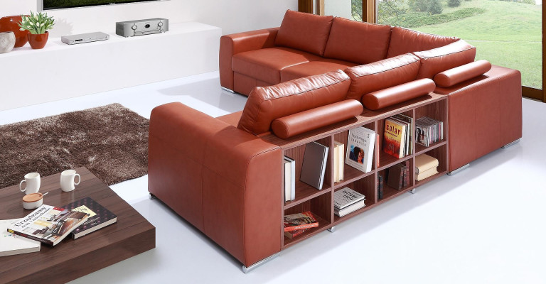 Hörnsoffa med separat hylla