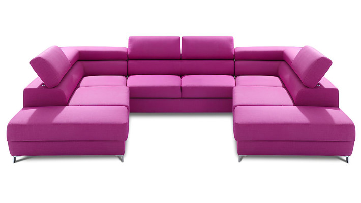 U-formad soffa med sängfunktion i tyg