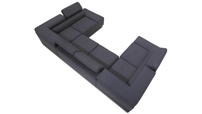 U-formad bänk med sängfunktion och förvaring i tyg