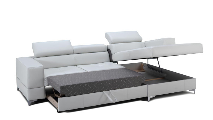 Modern soffa i tyg med förvaringsutrymme för säng