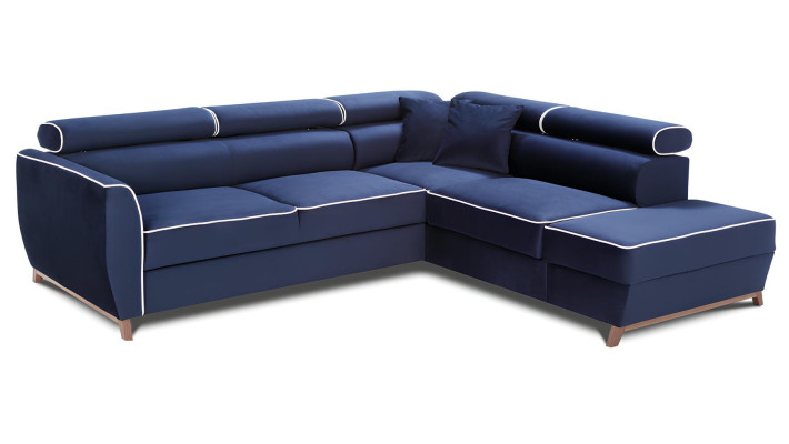 Modern blå hörnsoffa