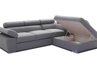 Modern hörnsoffa med sängfunktion och förvaringsutrymme