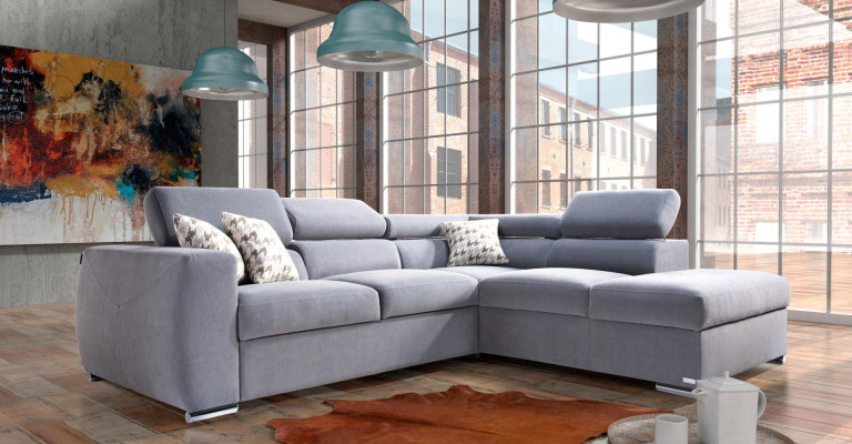 Modern grå hörnsoffa