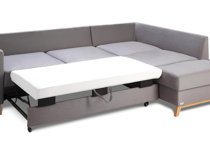Vinkelsoffa i tyg med sängfunktion, ny vinkelsoffa med förvaringsutrymme för sängkläder