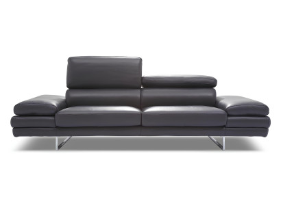 100% italiensk läder, modern design, svart soffa för två personer