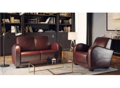 Modern brun läder chaiselong 100% italiensk för vardagsrum