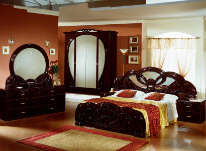 Modern möbelset för sovrum med 2 nattduksbord i trä