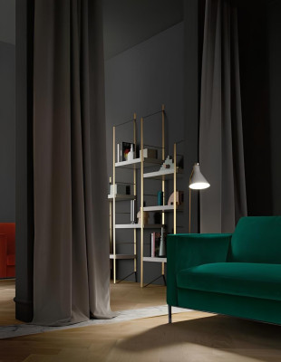 Grön tygsoffa för två personer