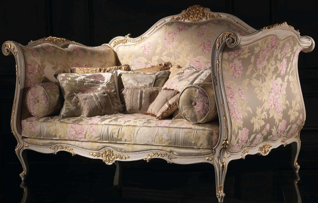 Designsoffa för 4 personer, fåtölj, sammetstyg i 4 delar, klassisk möbel