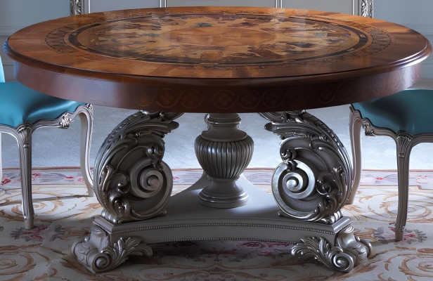 Rund matbord i massiv italiensk trä