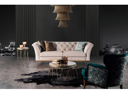 Lyxig soffa och fåtölj i modernt material för ett bekvämt utrymme