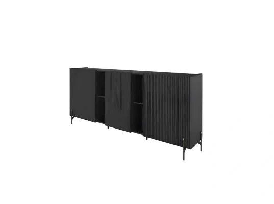 Designkontor, bord, skåp, svart skrivbord