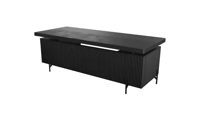 Designkontor, bord, skåp, svart skrivbord