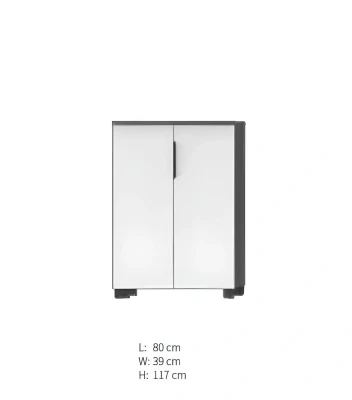 Modern vit skrivbord med hyllor
