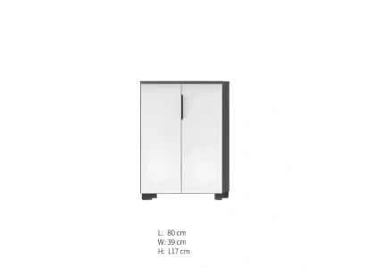 Modern vit skrivbord med hyllor