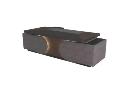 Modern brun trä skrivbord med hyllor