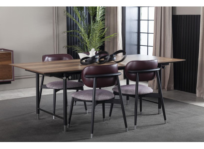 Lyxig klädd stol, loftstil, grå, läder köksstol