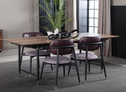 Lyxig klädd stol, loftstil, grå, läder köksstol