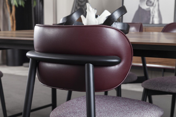 Lyxig klädd stol, loftstil, grå, läder köksstol