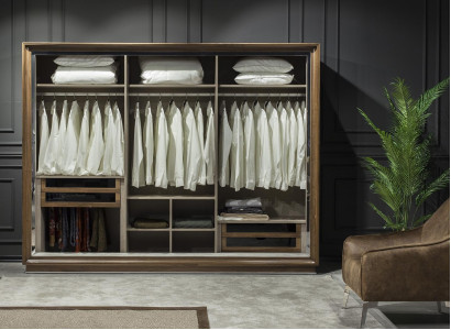 Lyxigt skåp, 277 cm, 6 dörrar och stort förvaringsutrymme