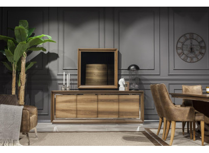 Lyxig väggspegel med modern brun ram