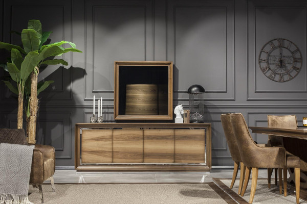 Lyxigt matbordset med bord och stolar, nattduksbord, 7 delar