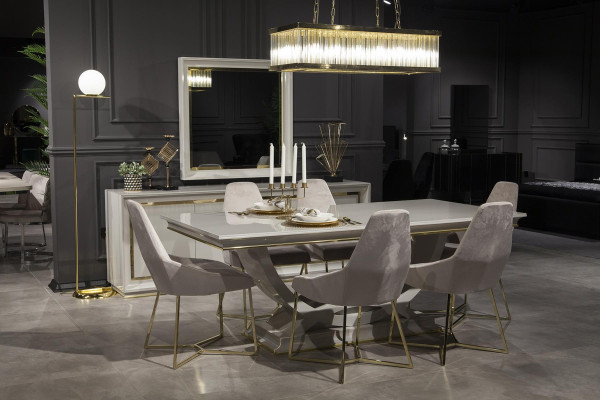 Modern och lyxig väggspegel med vit ram