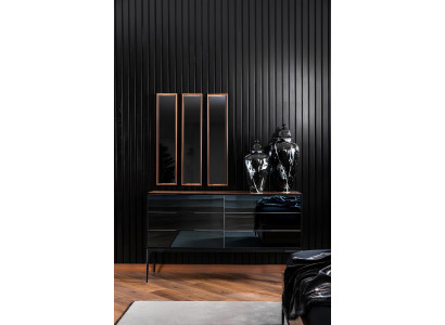 Sängmöbelset Perfect med svart säng och nattduksbord, 8 delar.