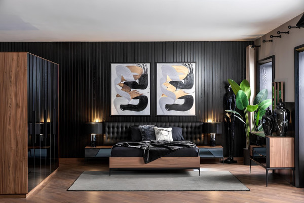 Lyxigt sovrumsmöbelset, komplett set, garderob, säng