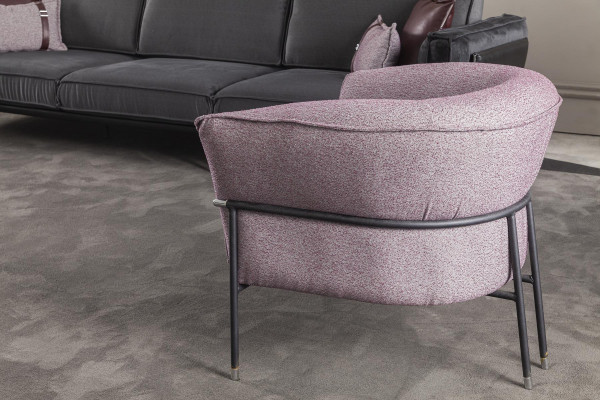 Bekväm och lyxig soffgrupp för vardagsrummet, klubbsäten, möbler, lila soffa