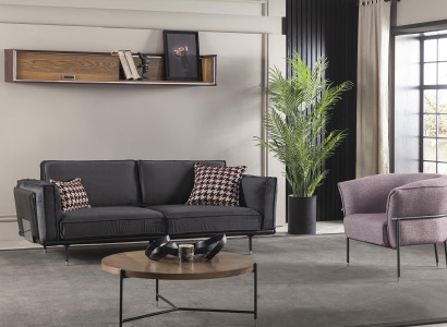 Bekväm och lyxig soffgrupp för vardagsrummet, klubbsäten, möbler, lila soffa