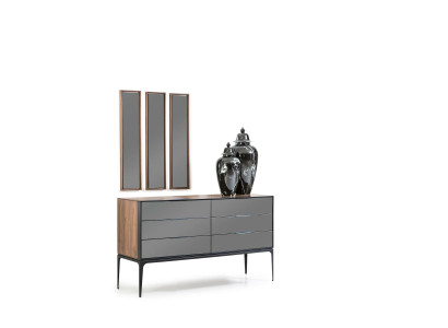 Lyxig trippel spegel med brun ram