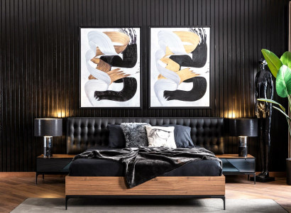 Ideell sovrumsmöbelset med säng, nattduksbord och garderob i 4 delar.