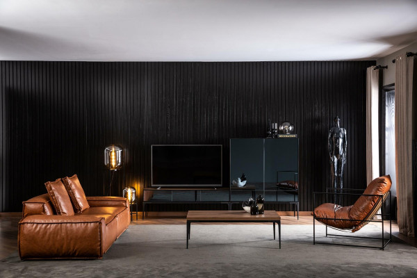 Beige, svart och brun skåp för vardagsrum