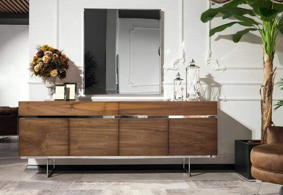 Matbordset med 4 stolar, hållbar, spegel