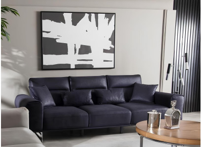 Svart, mjuk och lyxig soffa för tre personer