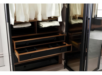 Skåp med förvaringsutrymme och glasdörrar