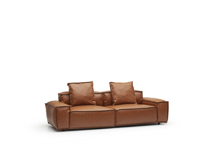 Soffa med 3 platser 240 cm med bekväma bruna kuddar för vardagsrummet