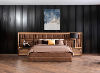 Idealt möbelset för hotell, bekväm säng, garderob, 6 delar