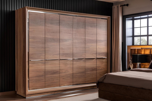 Idealt möbelset för hotell, bekväm säng, garderob, 6 delar