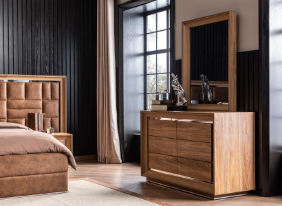 Modern byrå + spegel med praktisk förvaringsutrymme