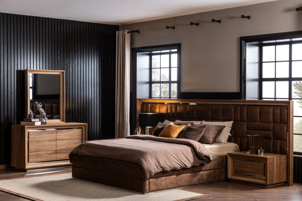 Modern byrå + spegel med praktisk förvaringsutrymme