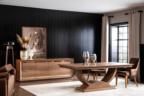 Möbelset för matplats med bord och stolar