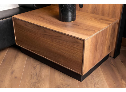 Mörk sovrumsmöbelset, inklusive säng, garderob och 2 nattduksbord, 4 delar.