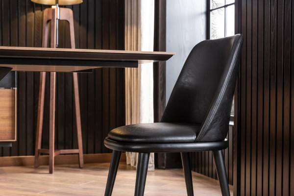 Lyxig svart läderstol, mjuka stolar, designmöbler för vardagsrum och kök