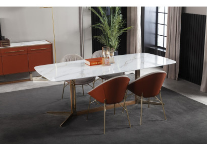 Köksstol i grå lofttryckt tyg