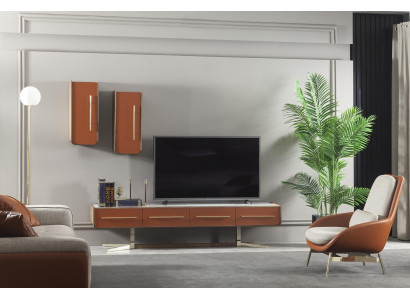 Multifunktionell hylla i orange stål