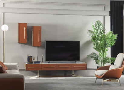 Multifunktionell hylla i orange stål